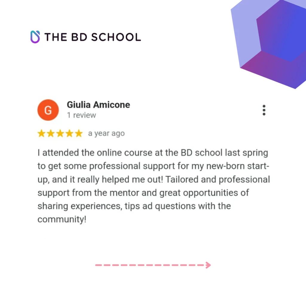 the business development school - startup founders testimonials