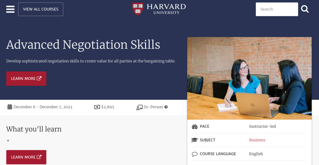 Advanced Negotiation Training